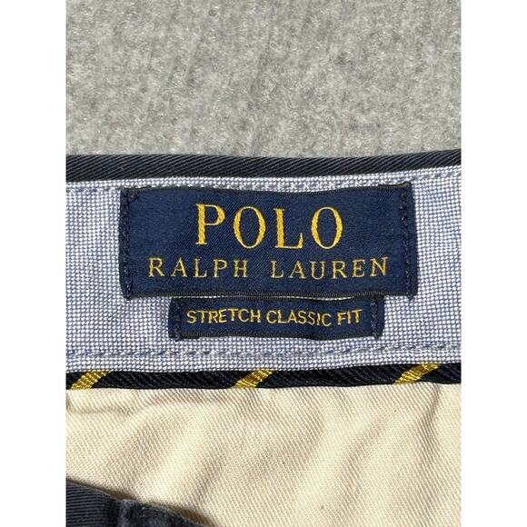 Polo Ralph Lauren Shorts Mens W34 Stretch Classic Fit Navy Blue Chino Golf - Picture 2 of 14